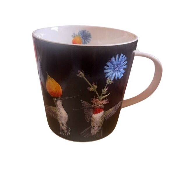 Funny Vintage Hummingbird Flower Art Mug By Vicki Sawyer for PPD 12 oz Black - Picture 3 of 5